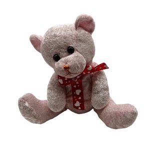 Best Made Toys Valentines Day Pink Bear With Red Heart Bow 9" Stuffed Animal